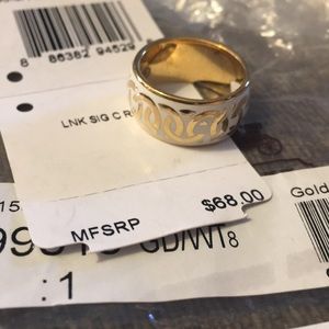 New Coach Gold & White C pattern band Size 8